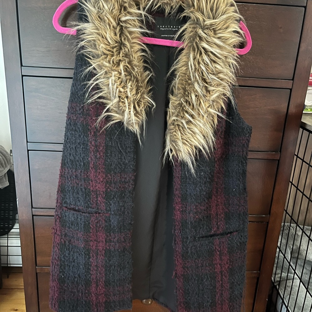 Anthropology: Sanctuary Faux Fur Trim Vest